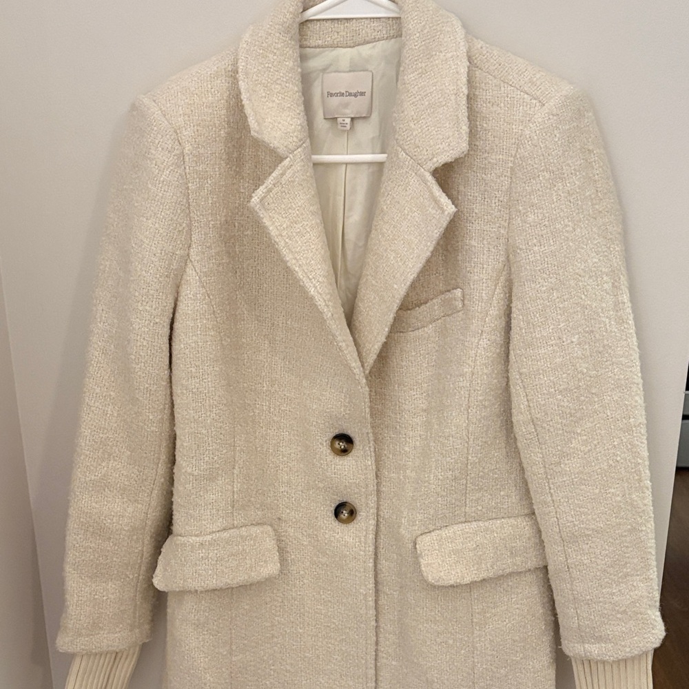 Favorite Daughter Beige Boucle Trench Coat - Picture 4 of 6